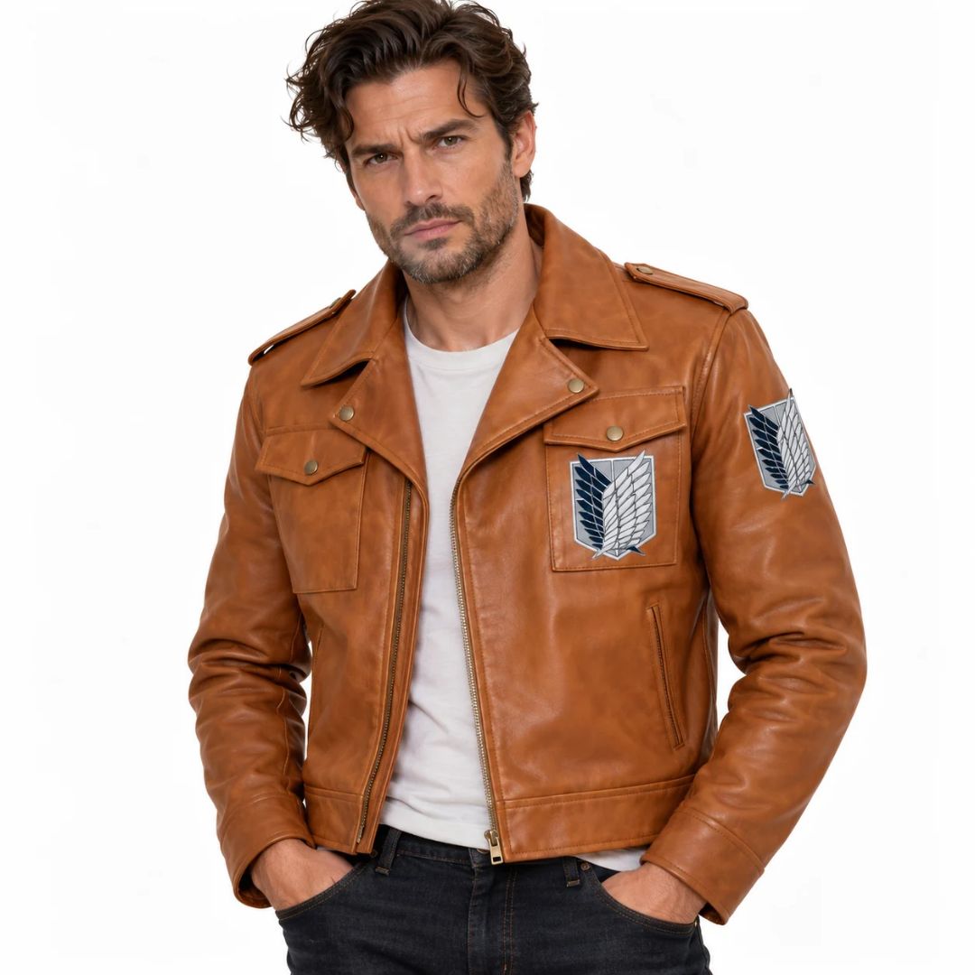 Attack on Titan Survey Corps Tan Brown Leather Jacket