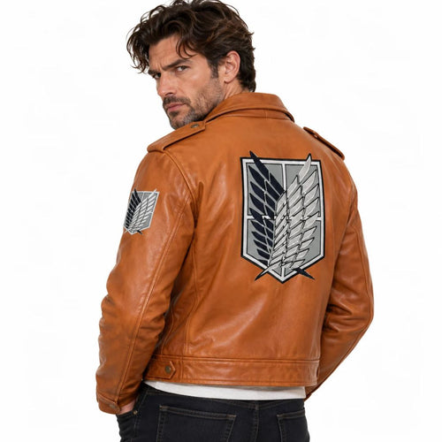 Attack on Titan Survey Corps Tan Brown Leather Jacket