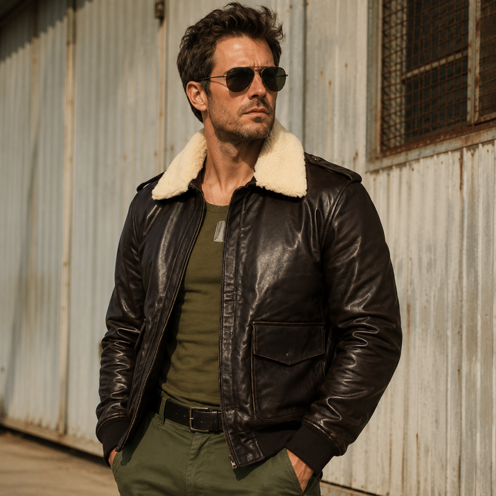 Cody Rhodes Street Fighter Guile Brown Leather Jacket
