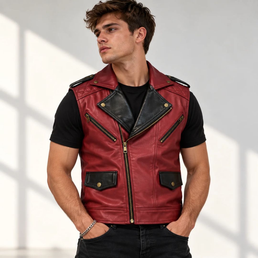 Chris Hemsworth Thor Love and Thunder Dooms Day Red Leather Vest