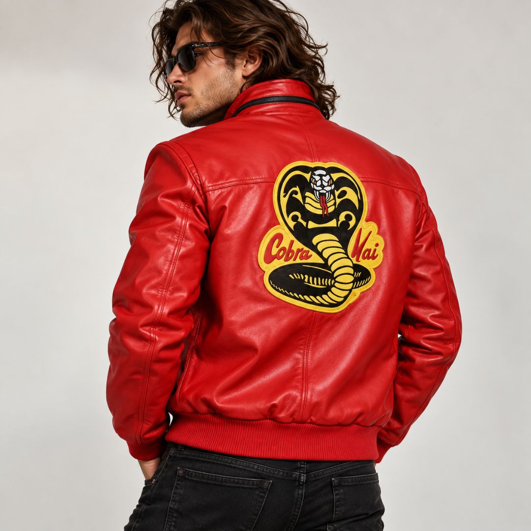 Cobra Kai Johnny Lawrence Inspired Leather Bomber Jacket
