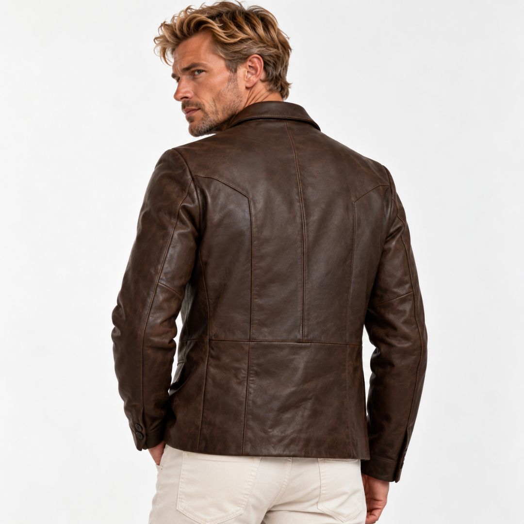 Johnny Depp Donnie Brasco Espresso Brown Leather Blazer