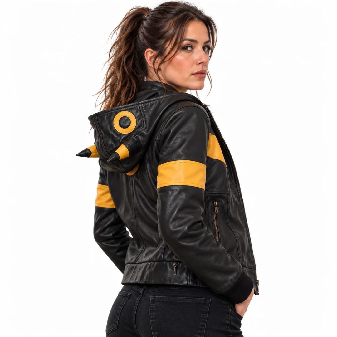 Moonbreon Midnight Eclipse Hooded Women's Leather Jacket