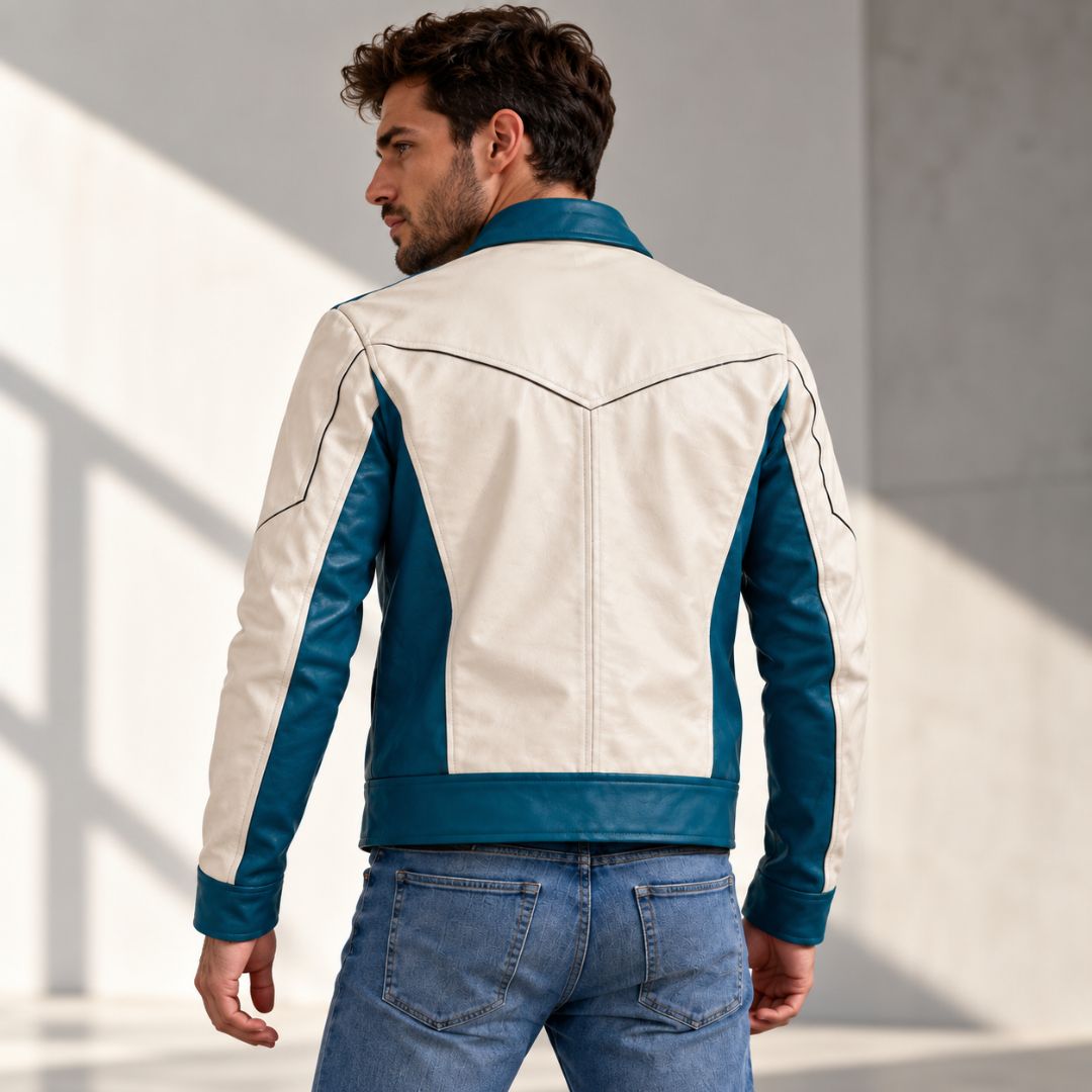 Avengers Dooms Days White & Blue Leather Jacket
