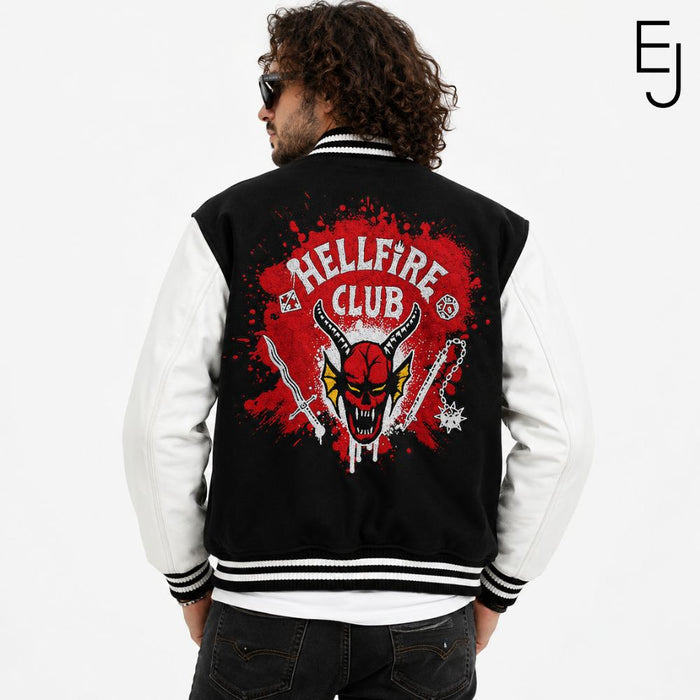 Hellfire Club Eddie Munson varsity jacket - wool body with leather sleeves