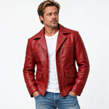 Fight Club Tyler Durden-inspired red leather jacket, alternate angle