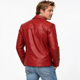 Fight Club Tyler Durden-inspired red leather jacket for men, detail view